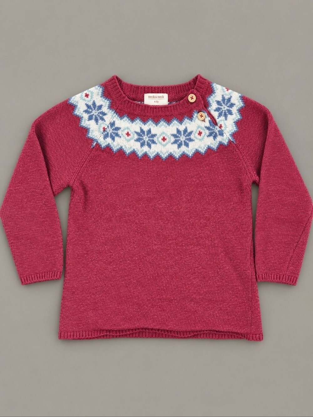 Neck & Neck 4-5Y Wool Cashmere Fair Isle Sweater Made Portugal